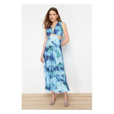 Trendyol Blue Cut Out/Window Detail Maxi Woven Dress