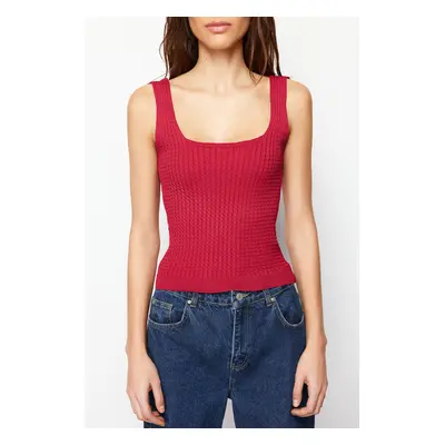 Trendyol Red Basic Square Neck Knitwear Blouse