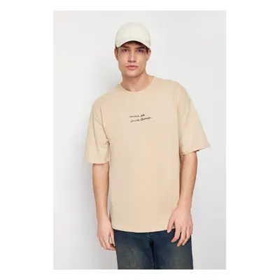 Trendyol Mink Oversize High Pattern Printing Technique T-Shirt