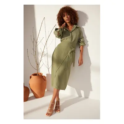 Trendyol Mint 100% Linen Oversize Shirt