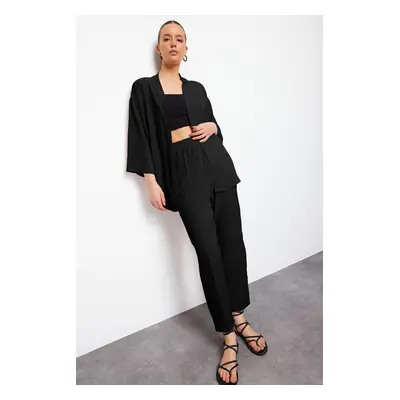 Trendyol Black Woven Kimono Trousers Two Piece Set