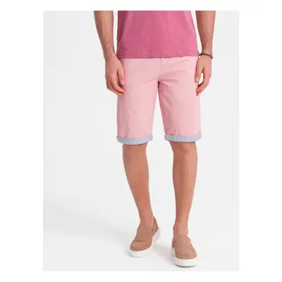 Ombre Men's chinos shorts with denim trim