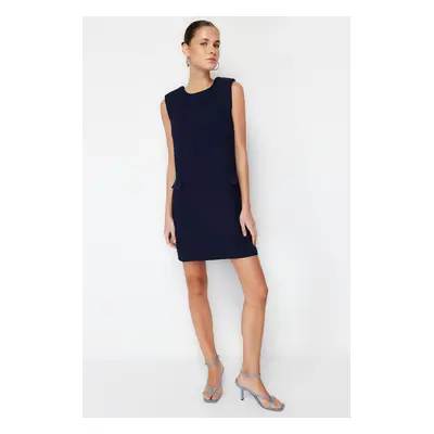 Trendyol Navy Blue Straight Cut Sleeveless Mini Woven Dress