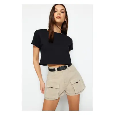 Trendyol Beige Cargo Pocket Shorts