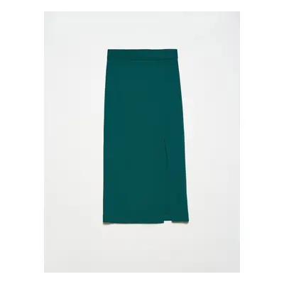 Dilvin Slit Pencil Skirt-Green