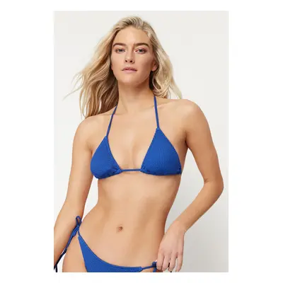 Trendyol Saxe Triangle Textured Bikini Top