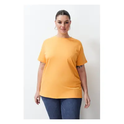 Trendyol Curve Orange Slit And Gathered Detail Boyfriend Knitted T-shirt