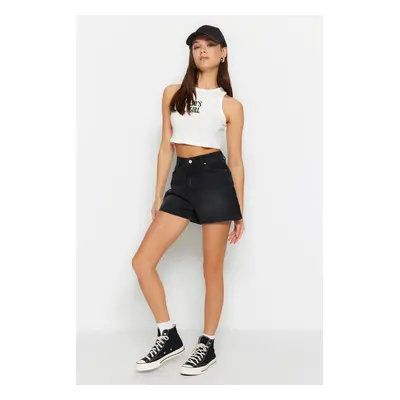 Trendyol Black High Waist Denim Shorts