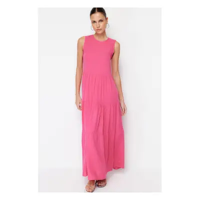 Trendyol Pink Shift/Straight Cut Maxi Sleeveless Woven Dress