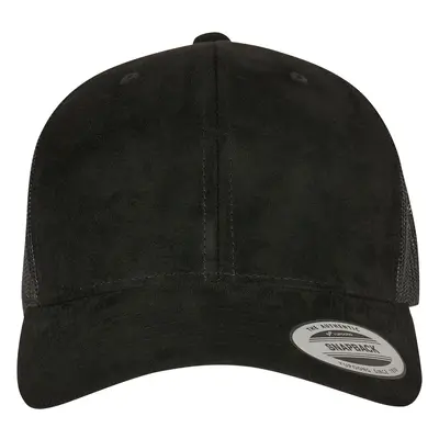 Suede Leather Trucker Cap Black