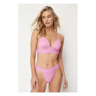 Trendyol Cyclamen texturált magas szárú bikini alsó