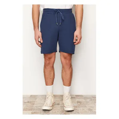 Trendyol Indigo Slim/Slim Fit Textured Waffle Elastic Waist Drawstring Shorts