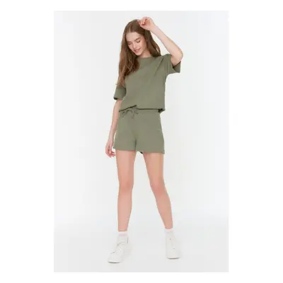 Trendyol Khaki Waffle Fabric Knitted Pajama Set