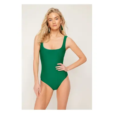 Trendyol Green Square Neck Regular Swimsuit