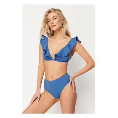 Trendyol Blue High Waist Hipster Bikini Bottom