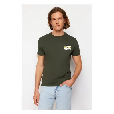 Trendyol Khaki Regular/Normal Cut Printed 100% Cotton Short Sleeve T-Shirt