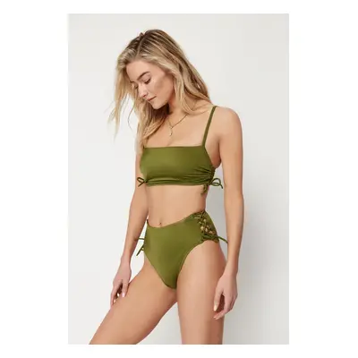 Trendyol Khaki Piping High Waist Hipster Bikini Bottom