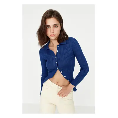 Trendyol Navy Blue Polo nyakú kötöttáru Cardigan