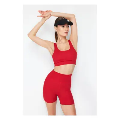 Trendyol Red Brushed Soft Fabric Support/Shaping Print Knitted Sports Bra