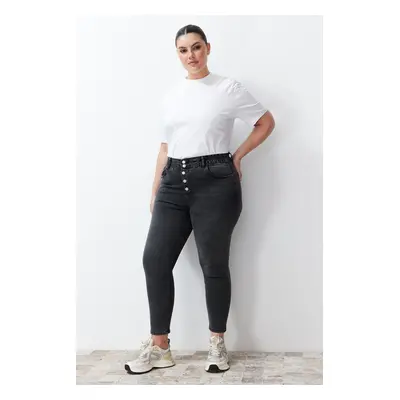 Trendyol Curve Gray Elastic Waist Flexible Skinny Jeans