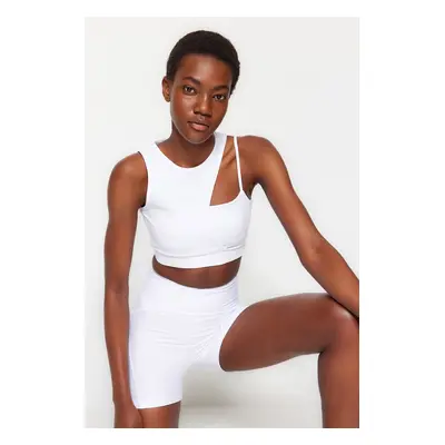 Trendyol Knitted Sports Bra with White Medium Support/Styling Rope Strap