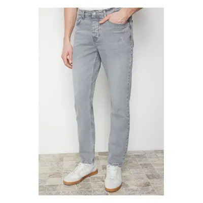 Trendyol Gray Slim Fit Frayed Jeans Trousers