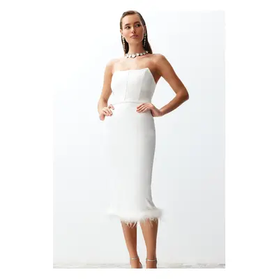 Trendyol Bridal White Lined Corset Detailed Otrichet Woven Wedding/Wedding Elegant Evening Dress