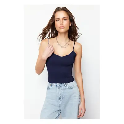 Trendyol Navy Blue Crop Basic Knitwear Blouse