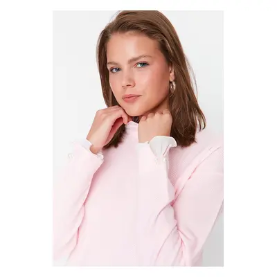 Trendyol Pink Sleeve Pearl Detailed Knitwear Sweater