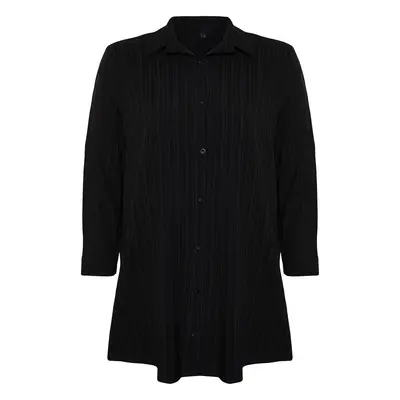 Trendyol Curve Black Plus Size Cotton Woven Shirt