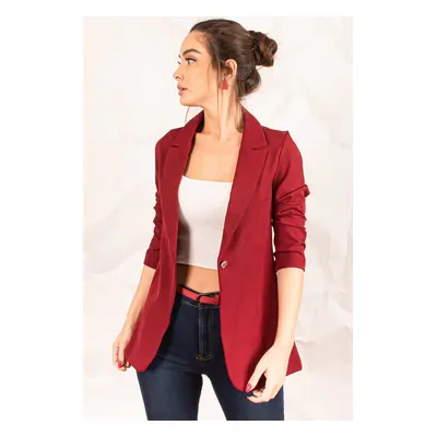 armonika Women's Burgundy Single Button Jacket