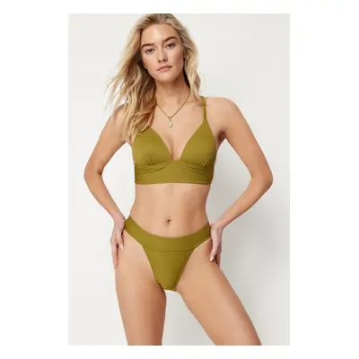 Trendyol Green Textured High Leg Regular Bikini Bottom