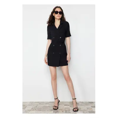 Trendyol Black Belted Button Detailed Mini Woven Jacket Dress