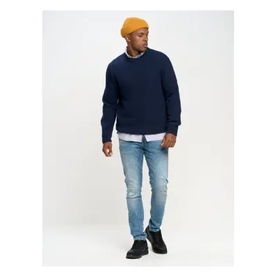 Big Star Man's Sweater Blue Wool-403