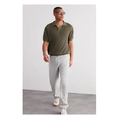 Trendyol Limited Edition Khaki Relaxed Limited Edition Short Sleeve Polo Neck Knit T-shirt