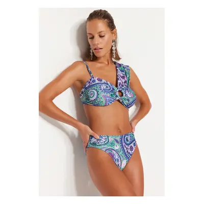 Trendyol Paisley mintás magas derékú normál lábú bikini alsó