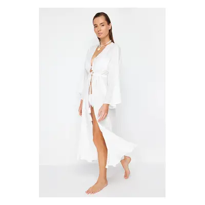 Trendyol Ecru Maxi Woven Gathered Kimono&Kaftan