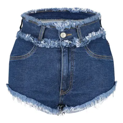 Trendyol Blue Denim Tassel Denim Beach Shorts