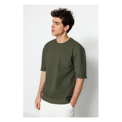 Trendyol Khaki Oversize/Wide Cut Crew Neck Short Sleeve Pocket Label Detailed T-Shirt