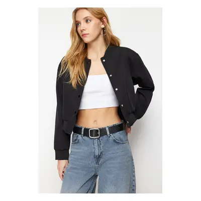 Trendyol Black Oversize Crop Thin Bomber Jacket