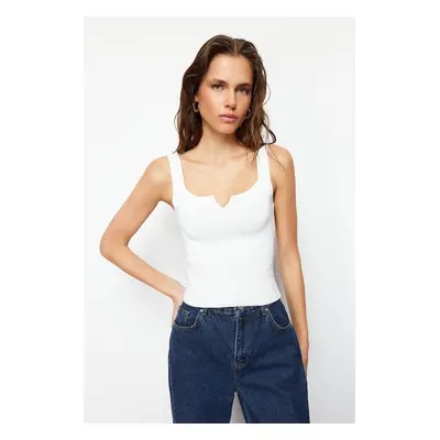 Trendyol Ecru Crop Basic Top Knitwear Blouse