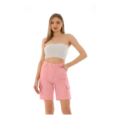 BİKELİFE Women's Pink High Waist Lycra Shorts & Bermuda