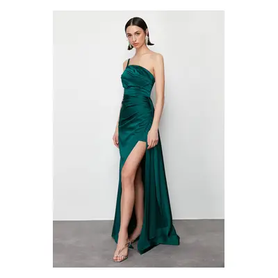 Trendyol Emerald Green Woven Long Evening Evening Dress