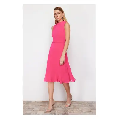 Trendyol Fuchsia A-line Skirt Flounce Midi Woven Dress