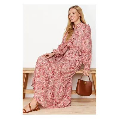 Trendyol Cinnamon Floral Viscose Woven Dress