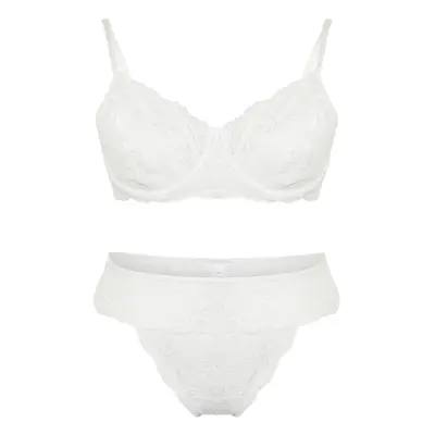 Trendyol Curve White Lace Underwear Set