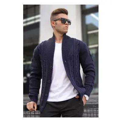 Madmext Navy Blue Knitted Cardigan