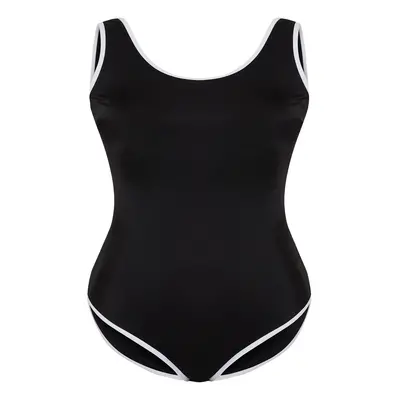 Trendyol Curve Black-White Bias Crew Neck Recovery Effect Swimsuit