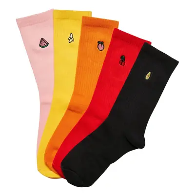 Fruit embroidery socks 5-pack multicolored