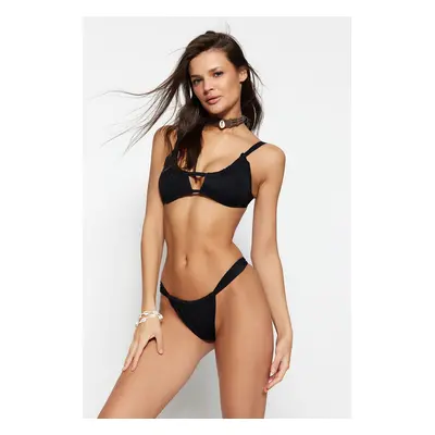 Trendyol Black Tunnel magas lábú bikini alsó